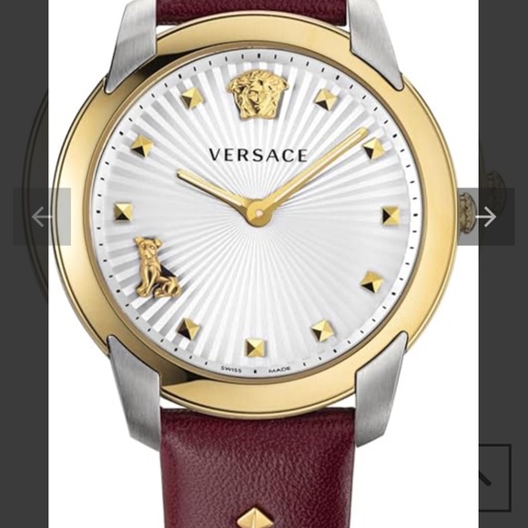Versace Audrey Quartz Red Leather Strap